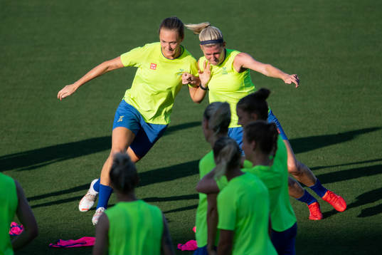 Magdalena Eriksson and Olivia Schough of the Swedish