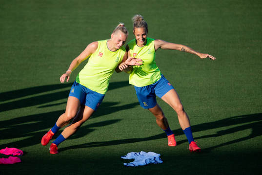 Stina Blackstenius and Nathalie Björn of the Swedish
