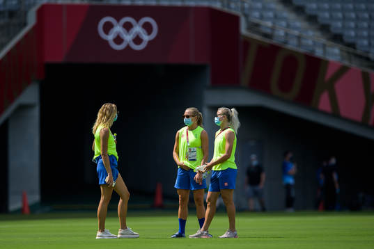 Fridolina Rolfö, Magdalena Eriksson and Hanna Glas of the
