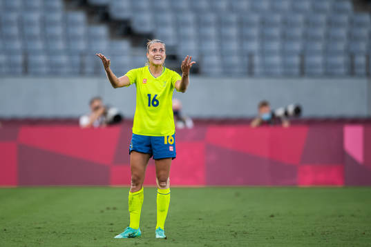 Filippa Angeldahl of Sweden reacts
