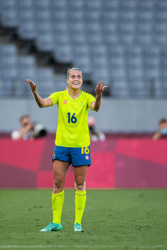 Filippa Angeldahl of Sweden reacts