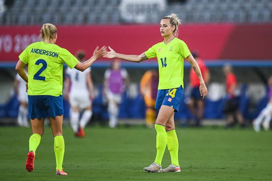 Jonna Andersson and Nathalie Björn of Sweden