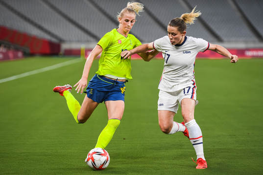 Sofia Jakobsson of Sweden and Abby Dahlkemper of USA