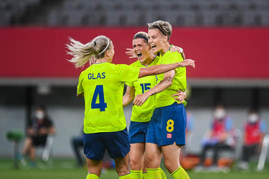 Hanna Glas, Olivia Schough and Lina Hurtig of Sweden