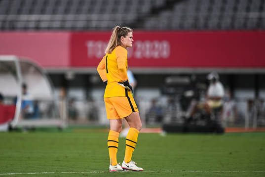 Goalkeeper Alyssa Naeher of USA looks dejected