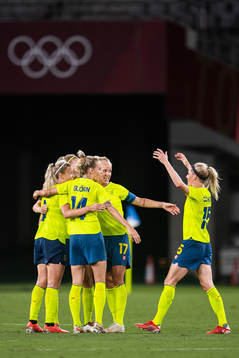 Players of Sweden celebrate