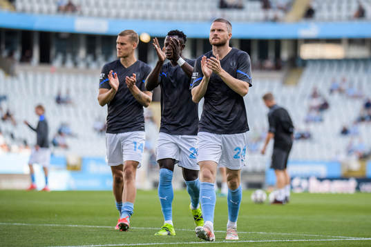 Felix Beijmo, Bonke Innocent and Lasse Nielsen of Malmö FF