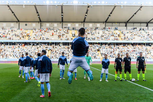 Adi Nalic of Malmö FF makes an entrance to the pitch