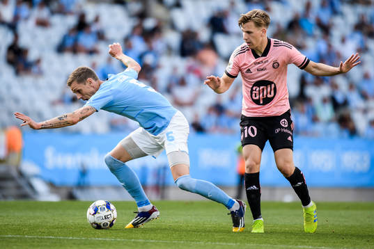 Sören Rieks of Malmö FF and Lucas Lingman of Helsingfors