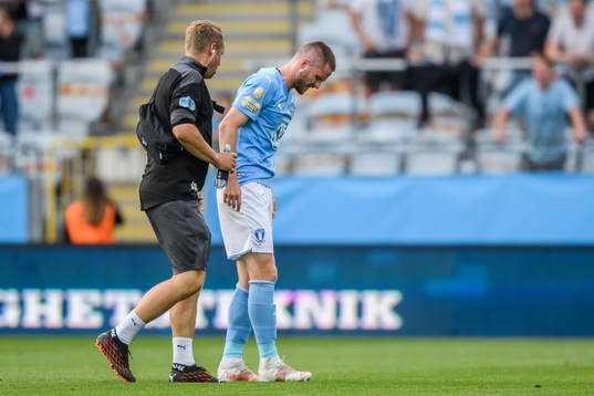 Lasse Nielsen of Malmö FF in pain