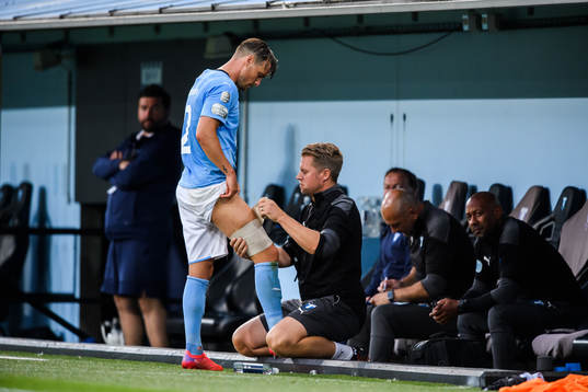 Eric Larsson of Malmö FF is injrued