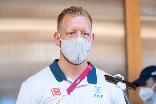 Jim Gottfridsson of the Swedish handball team at a press