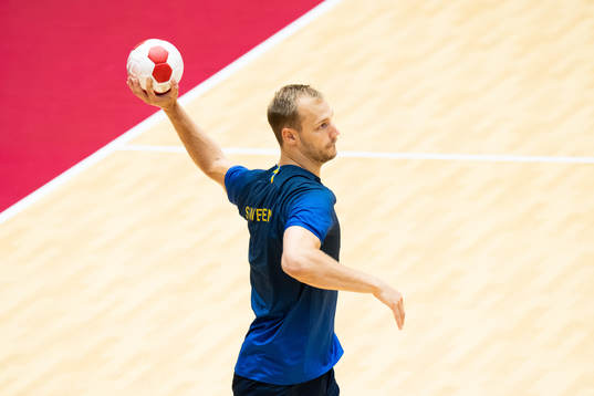Lukas Sandell of the Swedish handball team