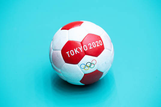 A handball with the Tokyo2020 logo