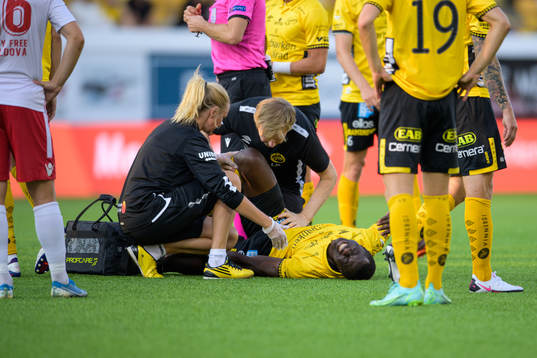 Maudo Lamine Jarjué of Elfsborg receives medical
