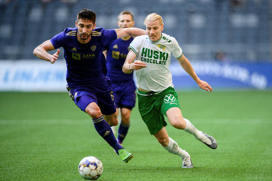 Ilija Martinovic of Maribor and Gustav Ludwigson of Hammarby