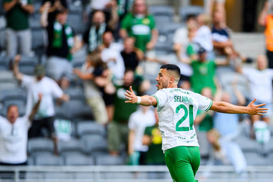 Astrit Selmani of Hammarby celebrates the 1-0 goal