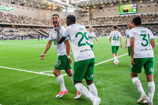 Astrit Selmani of Hammarby celebrates