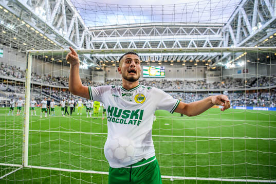Astrit Selmani of Hammarby celebrates