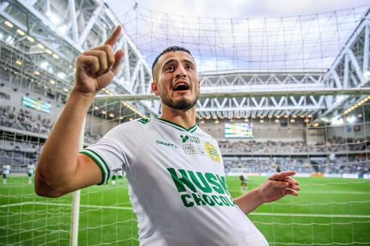 Astrit Selmani of Hammarby celebrates