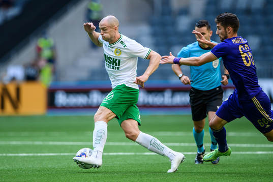 Jon Gudni Fjoluson of Hammarby and Ilija Martinovic of