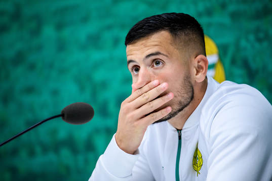 Astrit Selmani of Hammarby at the press conference
