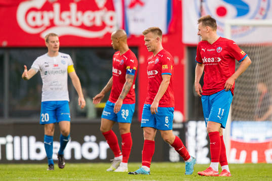 Helsingborgs Andreas Landgren och Rasmus Karjalainen deppar