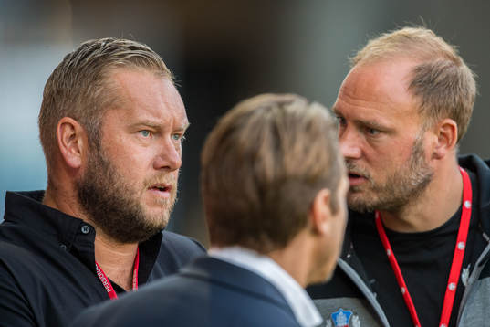 Helsingborgs klubbdirektör Joel Sandborg och Andreas