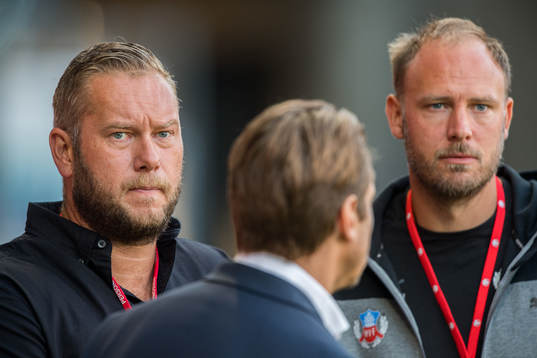 Helsingborgs klubbdirektör Joel Sandborg och Andreas