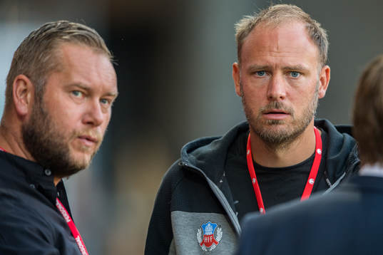 Helsingborgs klubbdirektör Joel Sandborg och Andreas