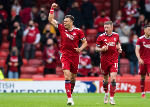Andrew Considine of Aberdeen celebrates
