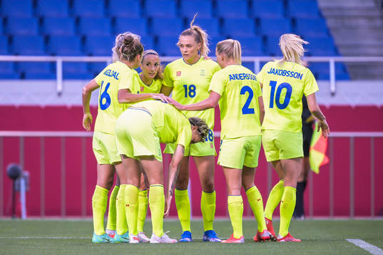 Fridolina Rolfö of Sweden celebrates together with