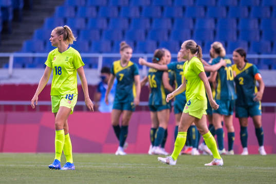 Fridolina Rolfö of Sweden looks dejected