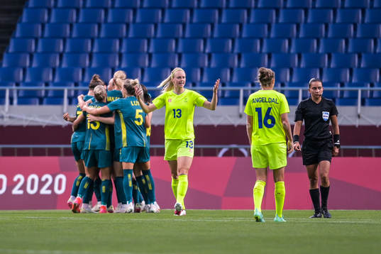 Amanda Ilestedt of Sweden looks dejected