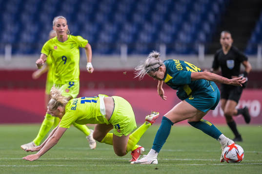 Stina Blackstenius of Sweden is injured  in the women´s
