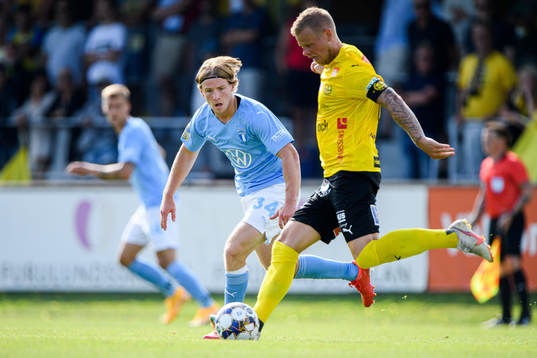 Malmö FFs Markus Björkqvist och Mjällbys David Löfquist
