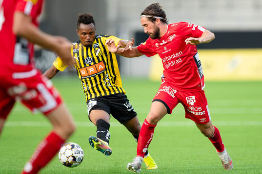 Häckens Nasiru Mohammed och Elfsborgs Frederik Holst