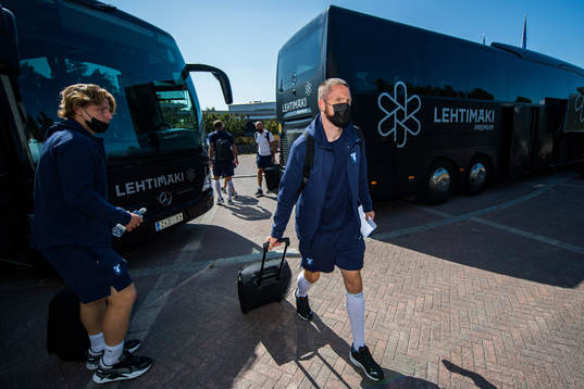 Lasse Nielsen of Malmö FF arrives at the hotel