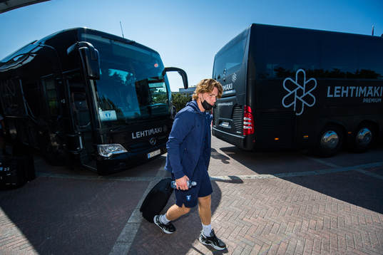 Markus Björkqvist of Malmö FF arrives at the hotel