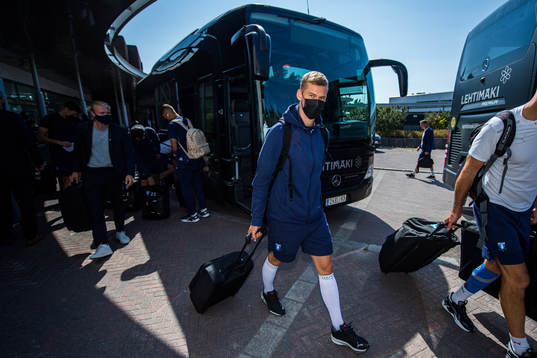 Felix Beijmo of Malmö FF arrives at the hotel