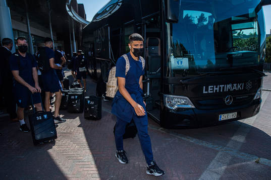 Peter Gwargis of Malmö FF arrives at the hotel