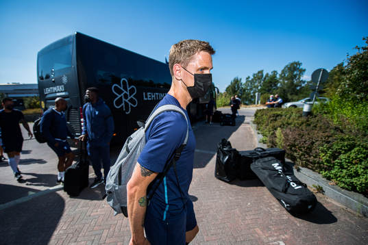 Sören Rieks of Malmö FF arrives at the hotel
