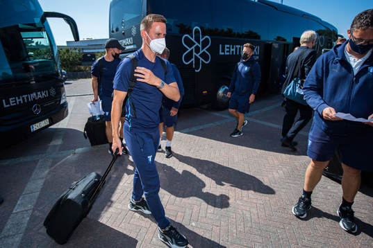 Niklas Moisander of Malmö FF arrives at the hotel