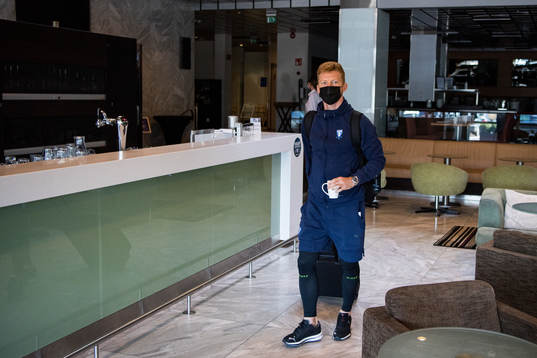 Anders Christiansen of Malmö FF arrives at the hotel