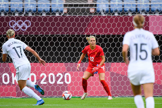 Goalkeeper Jennifer Falk of Sweden in the women’s