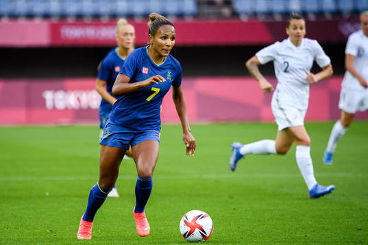 Madelen Janogy of Sweden in the women’s football match