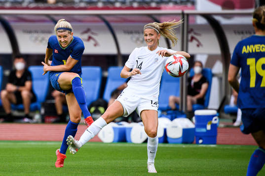 Olivia Schough of Sweden and Katie Bowen of New Zealand in