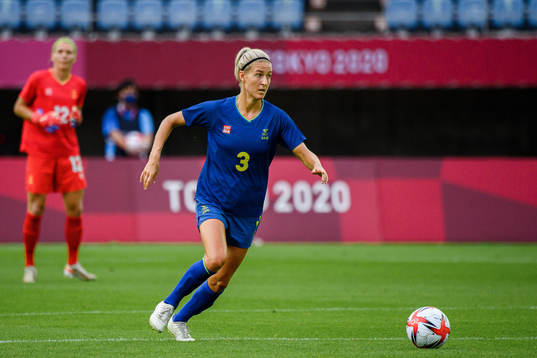 Emma Kullberg of Sweden in the women’s football match