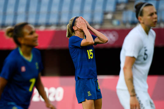 Olivia Schough of Sweden looks dejected in the women’s