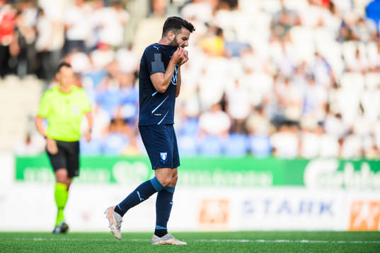 Erdal Rakip of Malmö FF looks dejected